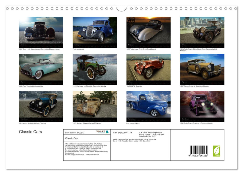 Classic Cars (CALVENDO Monthly Calendar 2025)