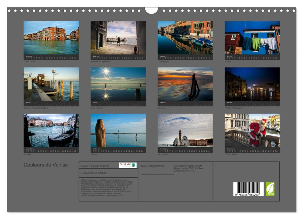 Couleurs de Venise (CALVENDO Calendrier mensuel 2025)