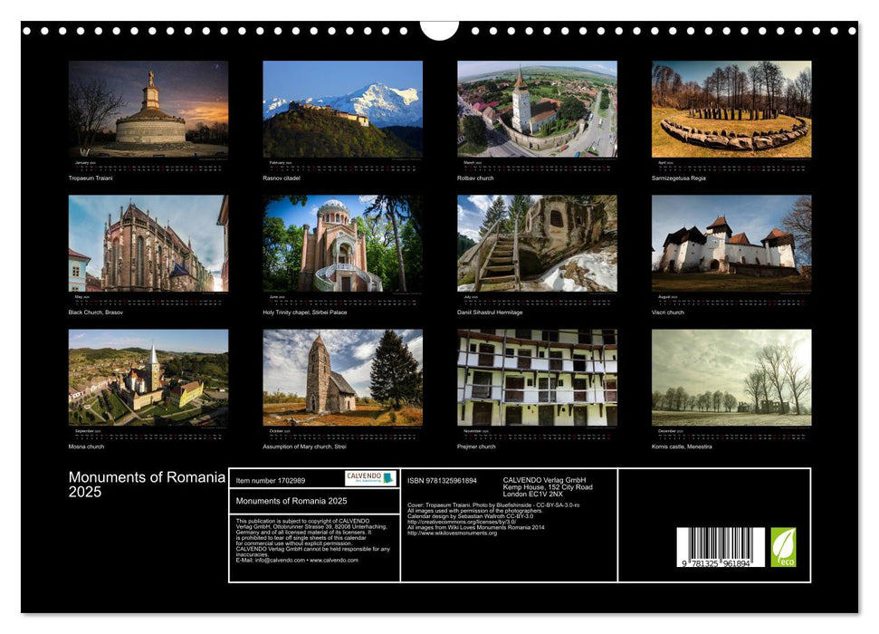 Monuments of Romania 2025 (CALVENDO Monthly Calendar 2025)