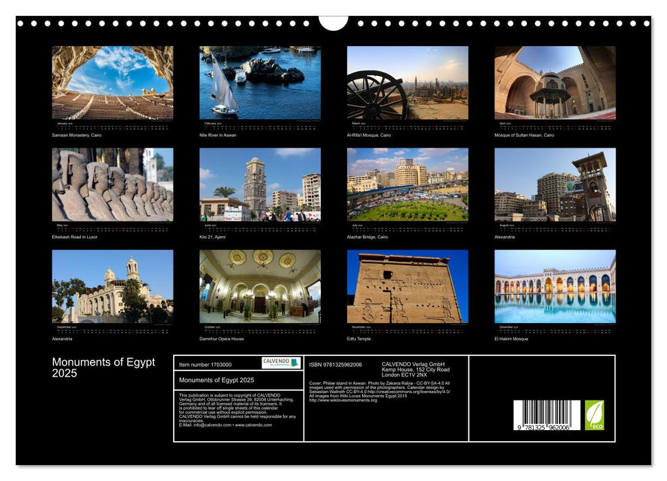 Monuments of Egypt 2025 (CALVENDO Monthly Calendar 2025)