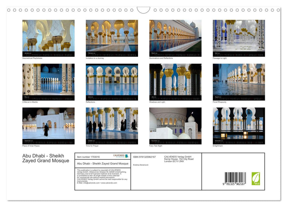 Abu Dhabi - Sheikh Zayed Grand Mosque (CALVENDO Monthly Calendar 2025)