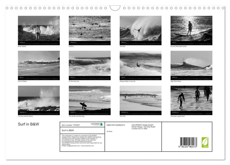 Surf in B&W (CALVENDO Monthly Calendar 2025)