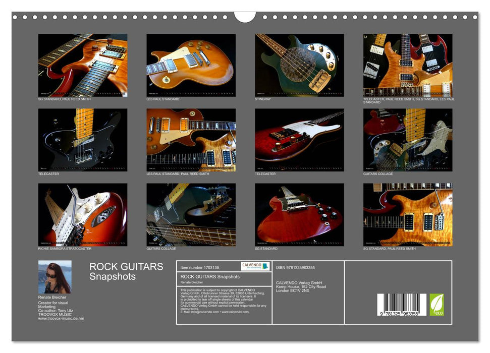 ROCK GUITARS Snapshots (CALVENDO Monthly Calendar 2025)