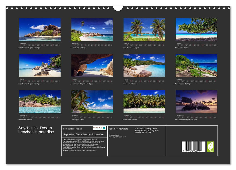 Seychelles Dream beaches in paradise (CALVENDO Monthly Calendar 2025)