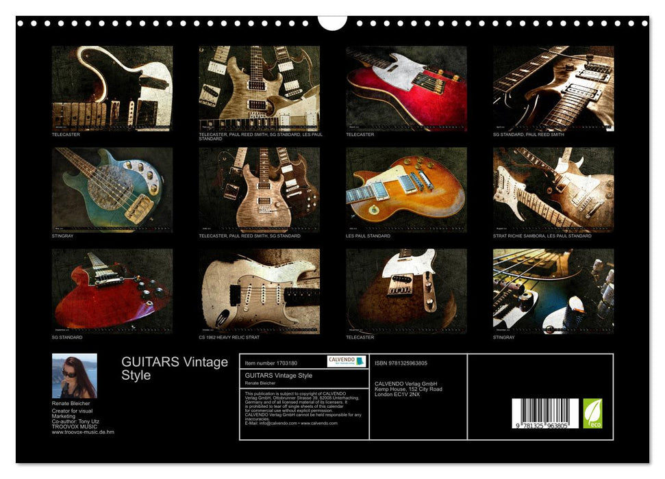 GUITARS Vintage Style (CALVENDO Monthly Calendar 2025)