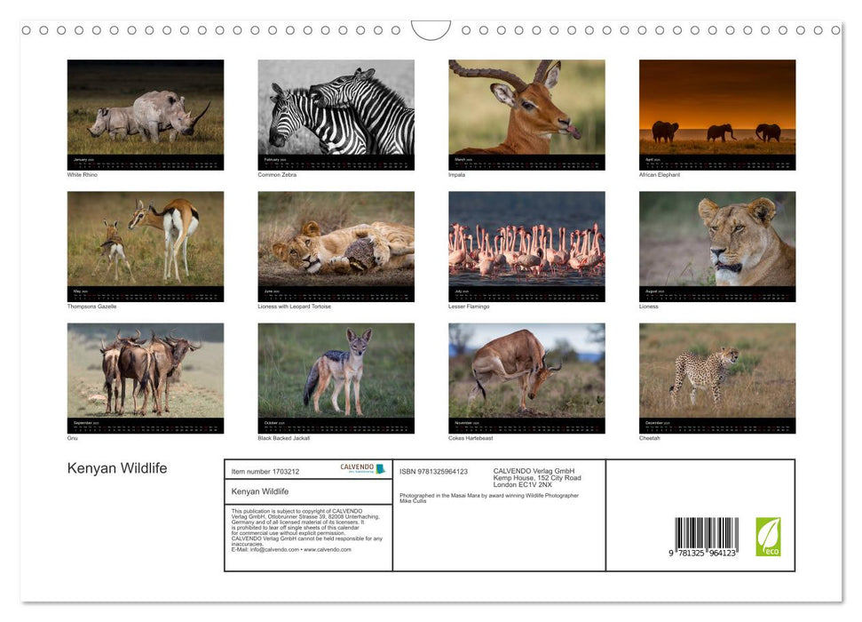 Kenyan Wildlife (CALVENDO Monthly Calendar 2025)