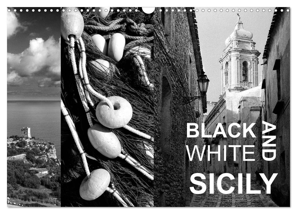 Black and White Sicily (CALVENDO Monthly Calendar 2025)