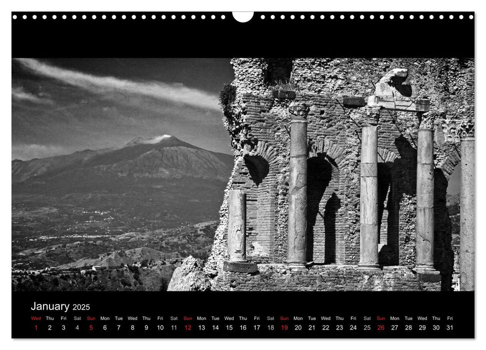 Black and White Sicily (CALVENDO Monthly Calendar 2025)