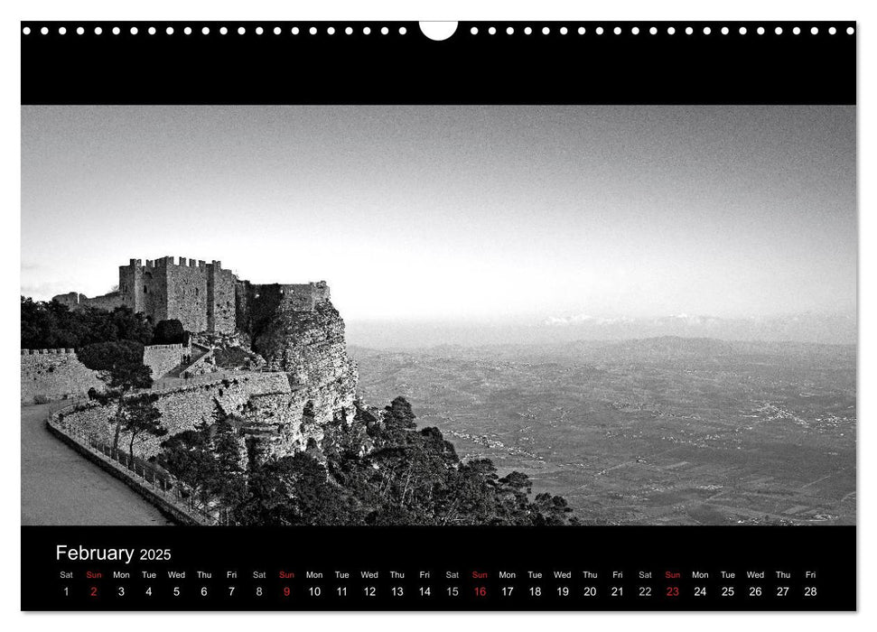 Black and White Sicily (CALVENDO Monthly Calendar 2025)