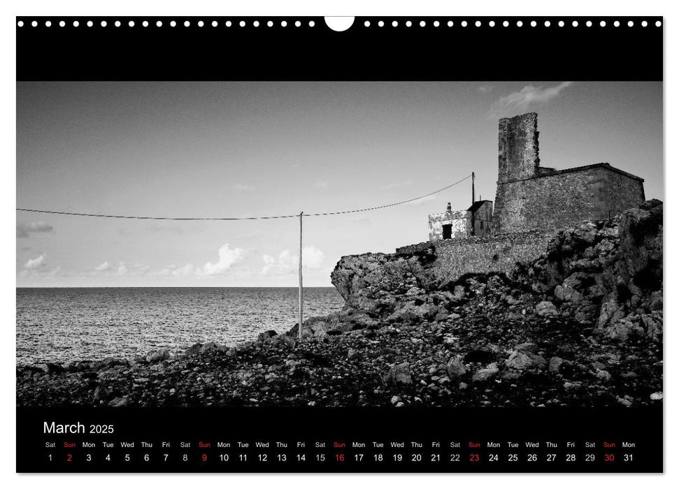 Black and White Sicily (CALVENDO Monthly Calendar 2025)