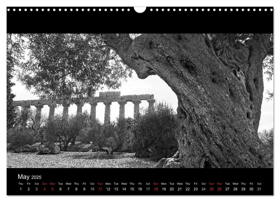 Black and White Sicily (CALVENDO Monthly Calendar 2025)