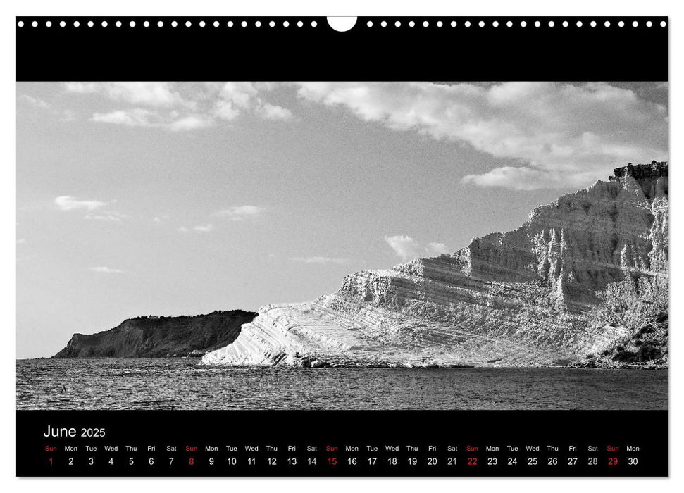 Black and White Sicily (CALVENDO Monthly Calendar 2025)