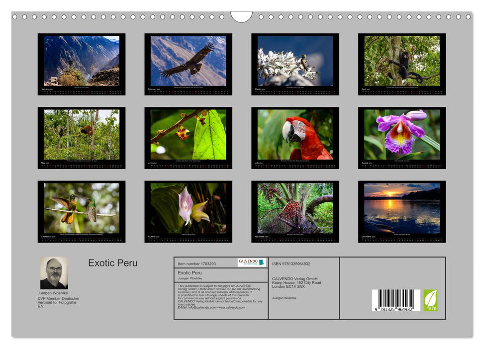 Exotic Peru (CALVENDO Monthly Calendar 2025)