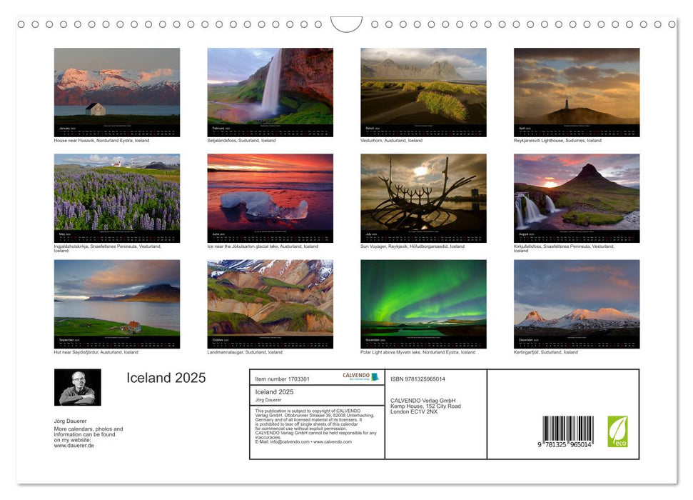 Iceland 2025 (CALVENDO Monthly Calendar 2025)