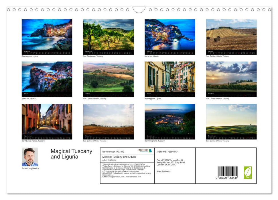 Magical Tuscany and Liguria (CALVENDO Monthly Calendar 2025)