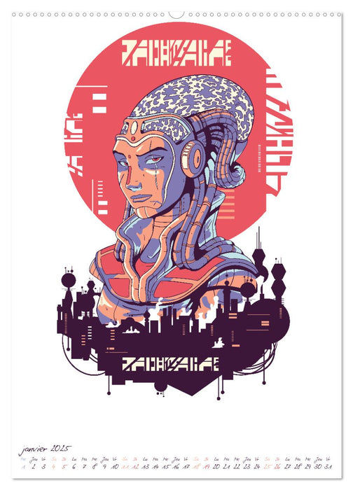 Cyberpunk Futuristes (CALVENDO Calendrier supérieur 2025)