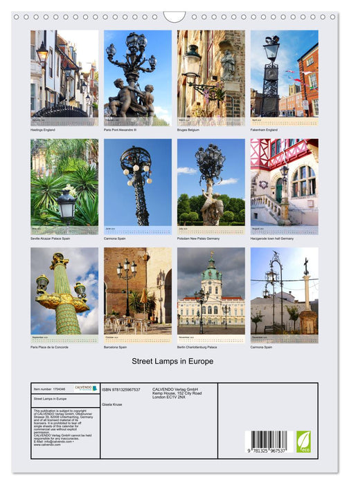 Street Lamps in Europe (CALVENDO Monthly Calendar 2025)