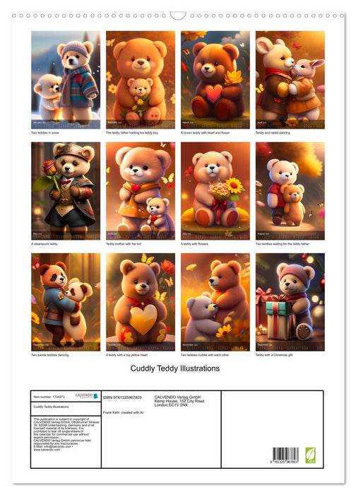 Cuddly Teddy Illustrations (CALVENDO Monthly Calendar 2025)