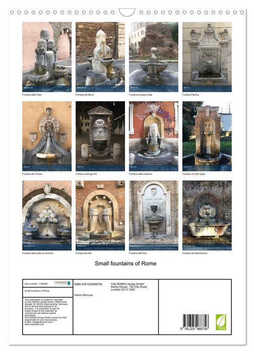 Small fountains of Rome (CALVENDO Monthly Calendar 2025)