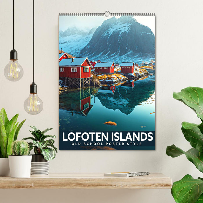 Lofoten Islands - Old School Poster Style (CALVENDO Monthly Calendar 2025)