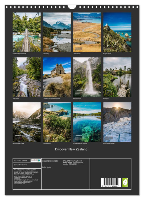 Discover New Zealand (CALVENDO Monthly Calendar 2025)