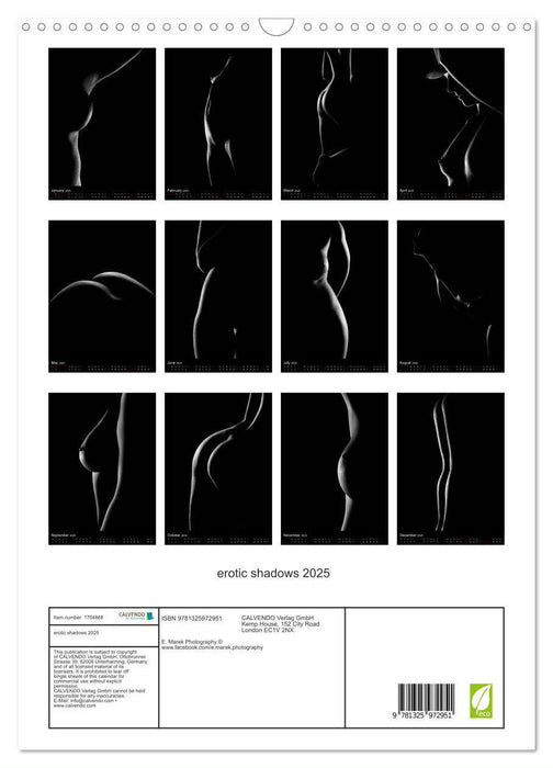 erotic shadows 2025 (CALVENDO Monthly Calendar 2025)