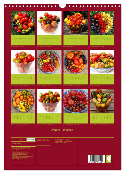 Organic Tomatoes (CALVENDO Monthly Calendar 2025)