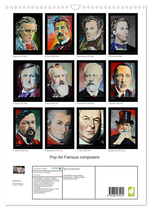 Pop Art Famous composers (CALVENDO Monthly Calendar 2025)