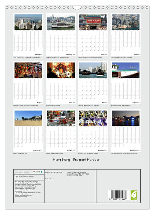 Hong Kong - Fragrant Harbour (CALVENDO Monthly Calendar 2025)