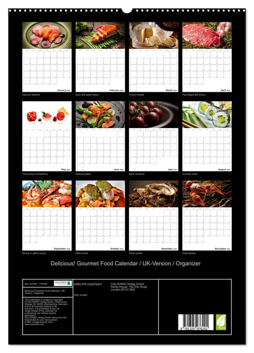 Delicious! Gourmet Food Calendar / UK-Version / Organizer (CALVENDO Premium-Calendar 2025)