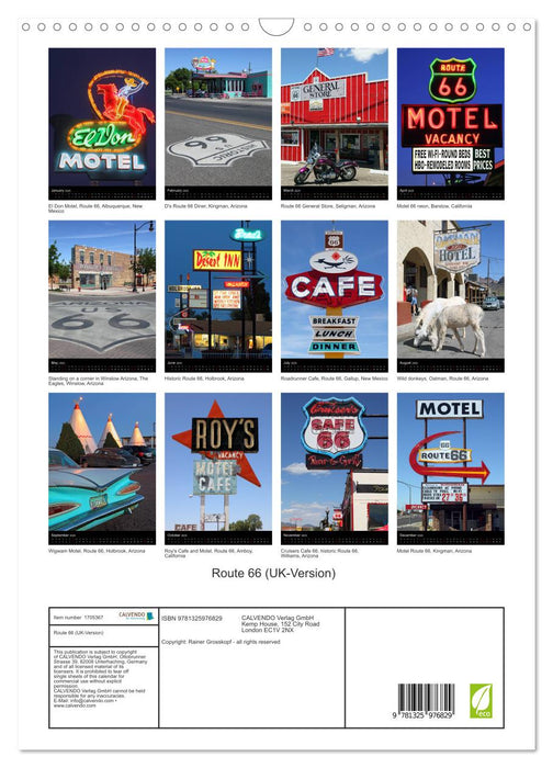 Route 66 (UK-Version) (CALVENDO Monthly Calendar 2025)