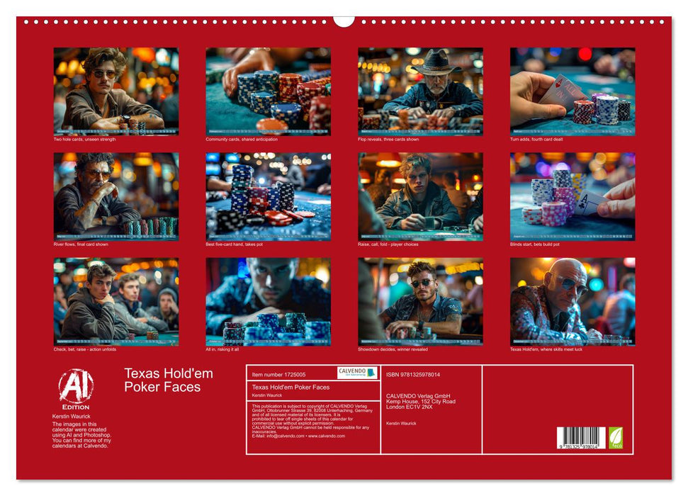 Texas Hold'em Poker Faces (CALVENDO Monthly Calendar 2025)