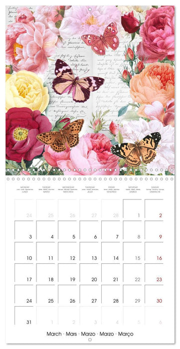 The Magical Roses Collages with roses from Pierre Joseph Redouté (CALVENDO Monthly Calendar 2025)