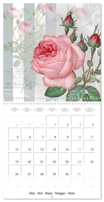 The Magical Roses Collages with roses from Pierre Joseph Redouté (CALVENDO Monthly Calendar 2025)