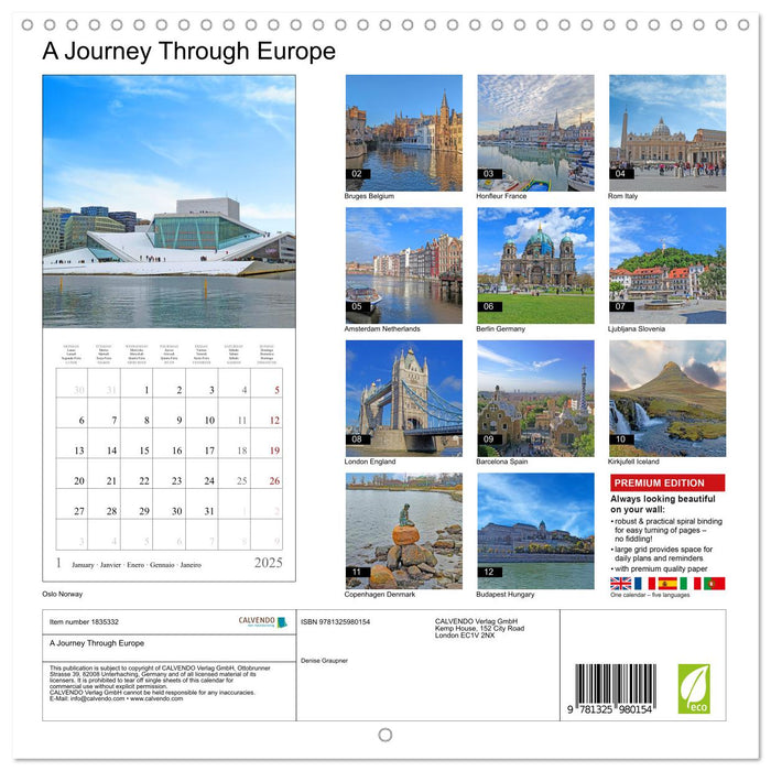 A Journey Through Europe (CALVENDO Monthly Calendar 2025)