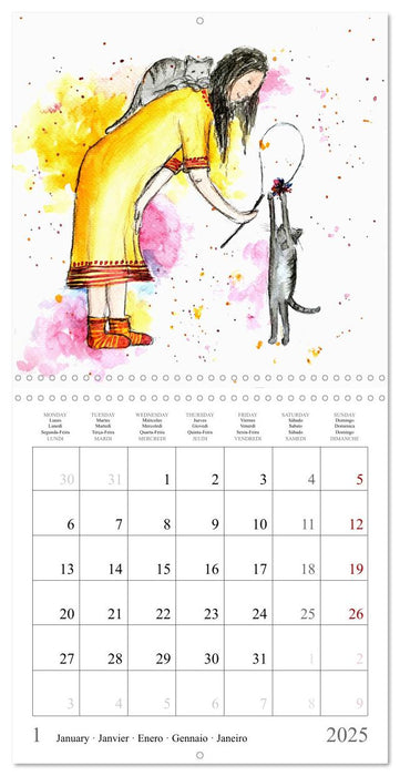 My faithful companions - Watercolours of a love for cats (CALVENDO Monthly Calendar 2025)