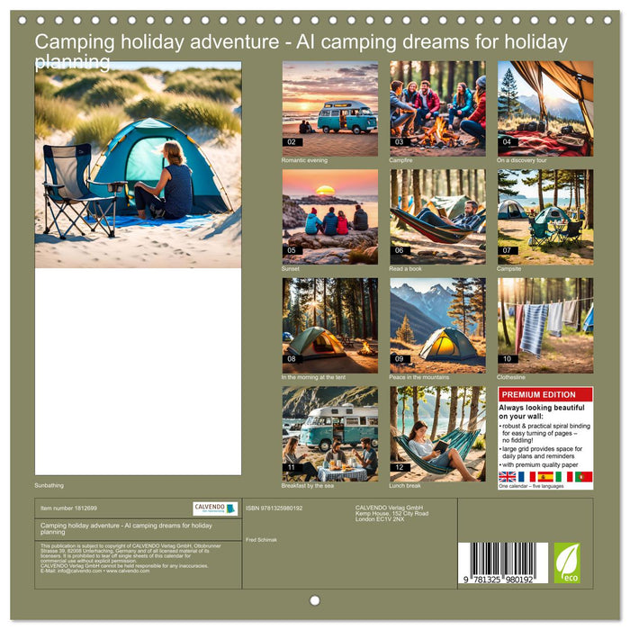 Camping holiday adventure - AI camping dreams for holiday planning (CALVENDO Monthly Calendar 2025)