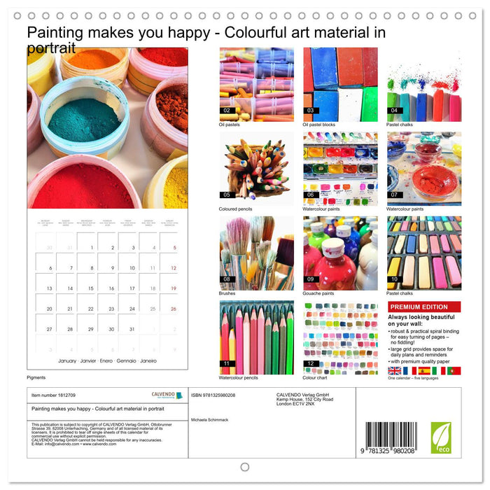 Painting makes you happy - Colourful art material in portrait (CALVENDO Monthly Calendar 2025)