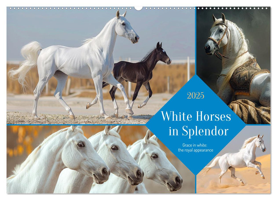 White Horses in Splendor (CALVENDO Monthly Calendar 2025)