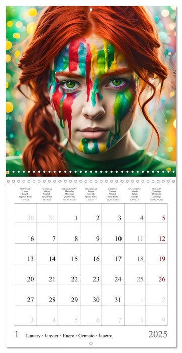 Facial colours - Artistic AI portraits (CALVENDO Monthly Calendar 2025)