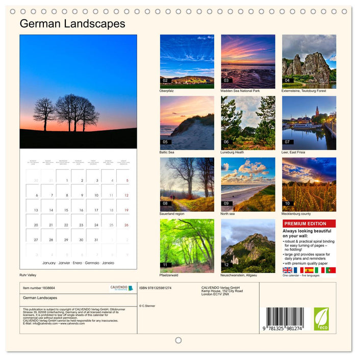 German Landscapes (CALVENDO Monthly Calendar 2025)