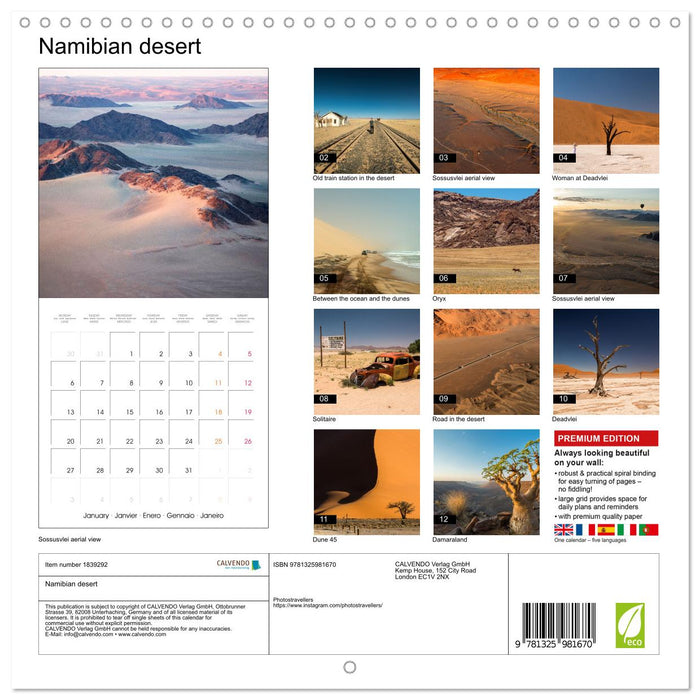 Namibian desert (CALVENDO Monthly Calendar 2025)