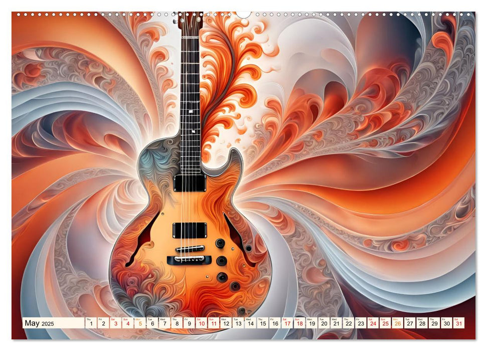 Guitars Fractal Art (CALVENDO Monthly Calendar 2025)