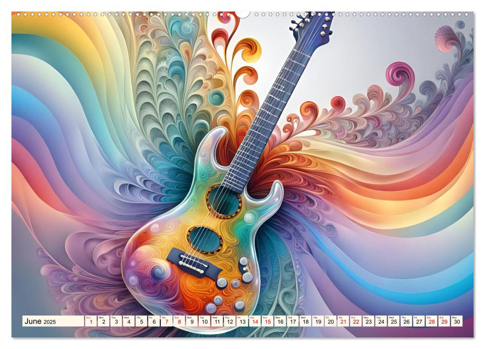 Guitars Fractal Art (CALVENDO Monthly Calendar 2025)