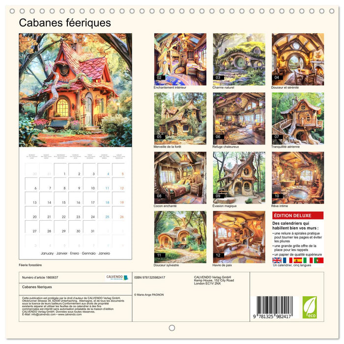 Cabanes féeriques (CALVENDO Calendrier mensuel 2025)