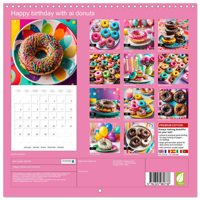 Happy birthday with ai donuts (CALVENDO Monthly Calendar 2025)