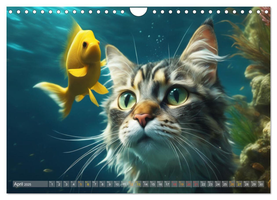 Cats underwater (CALVENDO Monthly Calendar 2025)