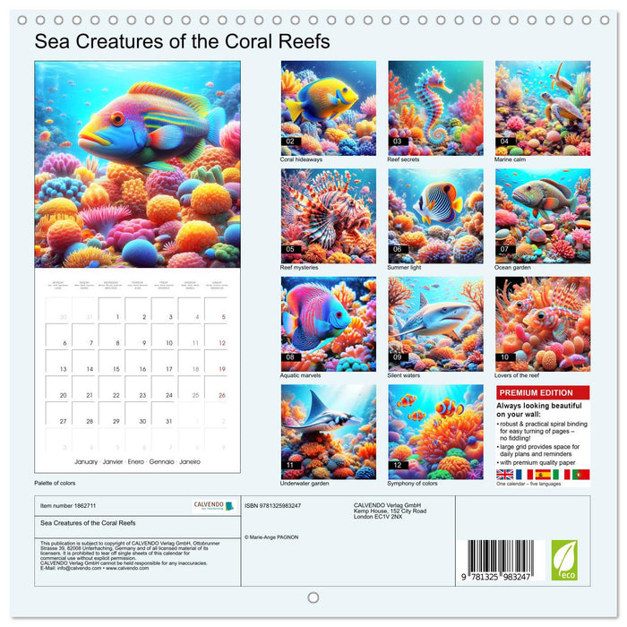 Sea Creatures of the Coral Reefs (CALVENDO Monthly Calendar 2025)