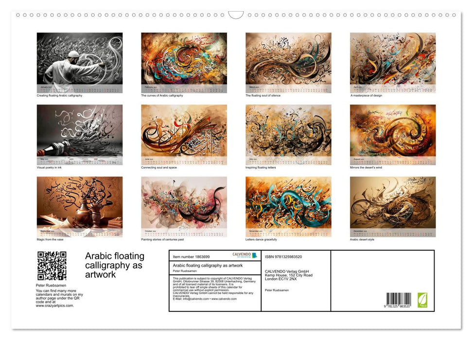 Arabic floating calligraphy as artwork (CALVENDO Monthly Calendar 2025)