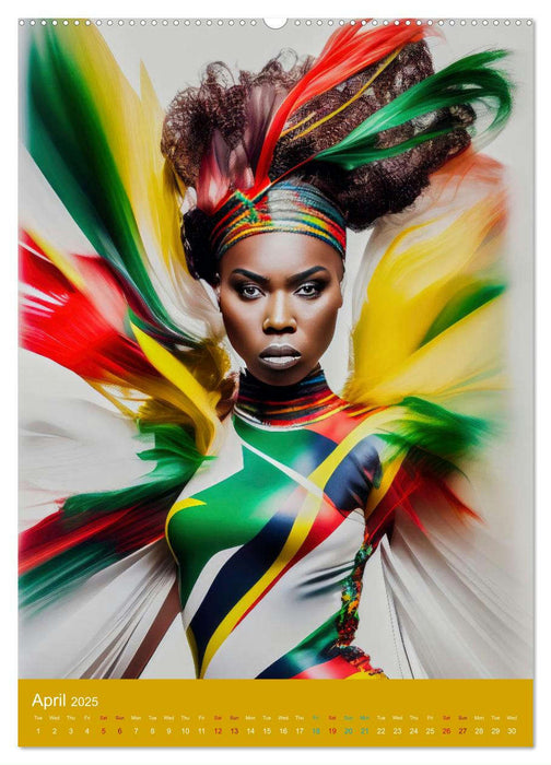 African beauties in a feather style (CALVENDO Premium-Calendar 2025)